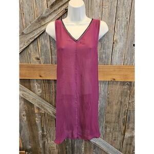 Logo lori goldstein layers size medium semi Sheer purple fuchsia tank tunic ^^
